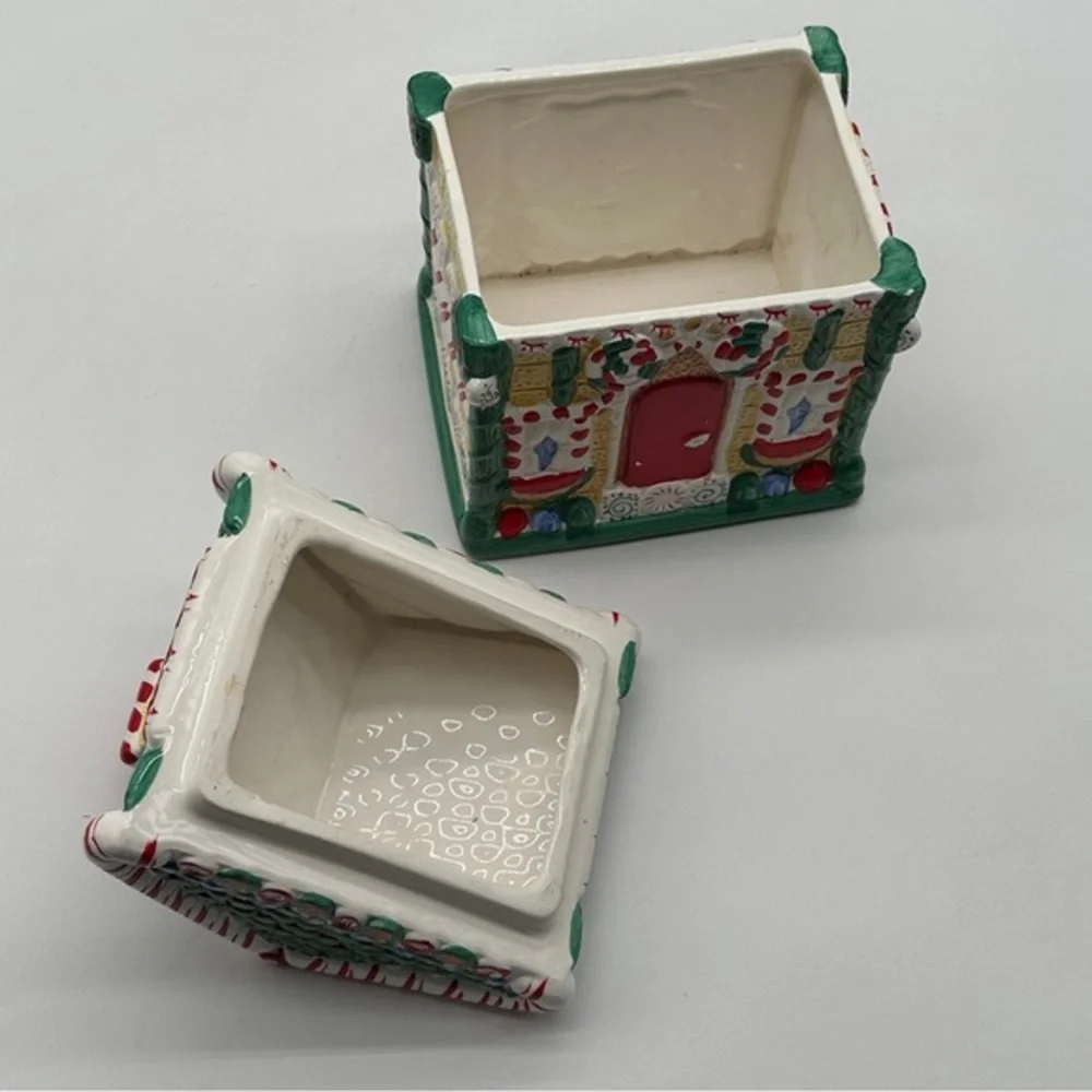 Christmas Gingerbread House Cookie Jar Ceramic In‎ Original Box Xmas Baking